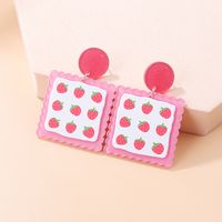 Fashion New Acrylic Strawberry Orange Printed Sweet Earrings main image 3