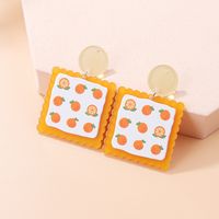 Fashion New Acrylic Strawberry Orange Printed Sweet Earrings main image 5