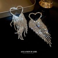 Fashion Heart Diamond Alloy Artificial Gemstones Earrings sku image 2