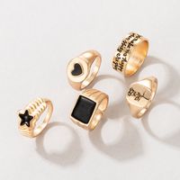 Fashion New Style Black Heart Star Rose Drop Oil Ring Five-piece Set main image 1