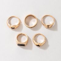 Fashion New Style Black Heart Star Rose Drop Oil Ring Five-piece Set main image 3