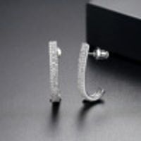 Jinse Einsame Wind Ohrringe Europäischer Und Amerikanischer Modeschmuck J-typ Aaa Mikro Eingelegte Zirkon Ohrringe Hersteller Geschenk Weiblich sku image 2