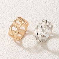 Simple Geometric Hollow Chain Couple Ring Two-piece Set main image 1