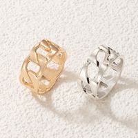 Simple Geometric Hollow Chain Couple Ring Two-piece Set main image 5