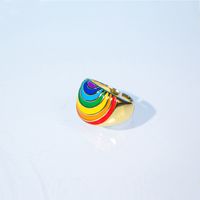 2022 New Fashion Colorful Opening Plated 18k Gold Rainbow Copper Ring main image 1