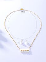 New Simple Fashion Gold Plated Lovely White Beads Alloy Necklace Earrings Set main image 3