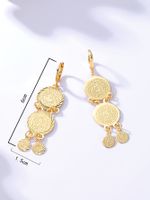 Mode Klassische Einfache Kreis Münze Überzogene Bling Gold Kupfer Ohrringe main image 4