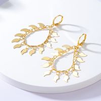 Fashion Simple Geometric Hip Hop Tassel Plated Gold Copper Earrings main image 2