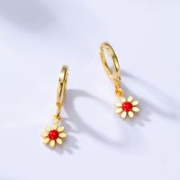 Classic Simple Fashion Flower Plated Bling Gold Copper Earrings main image 3