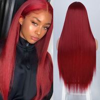Women's Wig Long Straight Hair Synthetic Wigs Front Lace Red Wig sku image 1