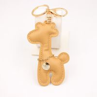 Creative Pu Giraffe Leather Keychain Car Pendant Cartoon Animal Deer Schoolbag Pendant Wholesale sku image 3