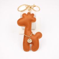 Creative Pu Giraffe Leather Keychain Car Pendant Cartoon Animal Deer Schoolbag Pendant Wholesale sku image 5
