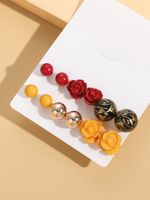 South Korea's Dongdaemun Exaggerated Combination Of Small Flower Ball Earrings Personality All-match Earrings main image 5