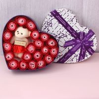 Roses Soap Flower Heart-shaped Gift Box Bear Big Bow Paper Box sku image 1