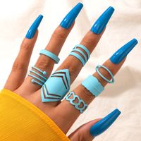 Simple Animal Irregular Color Spray Paint Snake Ring Six-piece Set main image 1