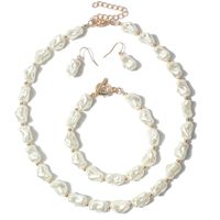Fashion Irregular Shaped Pearl Ornament Three-piece Women's Necklace sku image 1