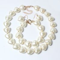 Fashion Heart-shaped Pearl Clavicle Chain Jewelry Suit Necklace Bracelet Female main image 2