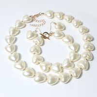 Fashion Heart-shaped Pearl Clavicle Chain Jewelry Suit Necklace Bracelet Female main image 3