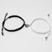 Fashion Heart-shaped Magnet Couple Woven Black And White Rope Adjustable Bracelet main image 6