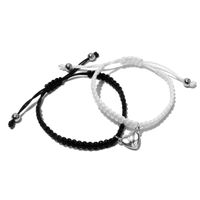 Fashion Heart-shaped Magnet Couple Woven Black And White Rope Adjustable Bracelet sku image 1