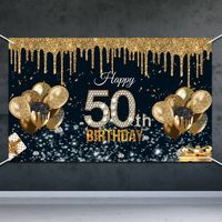 50-year-old Black Gold Birthday Background Fabric Birthday Banner main image 5