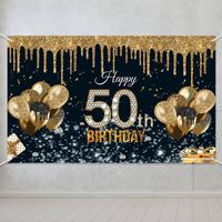 50-year-old Black Gold Birthday Background Fabric Birthday Banner main image 6