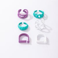 Fashion Geometry Multi-color Spray Paint Irregular Ring Set main image 5