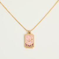 Retro Tarot Colorful Oil Dripping Necklace Square Gold-plated Copper Necklace Wholesale sku image 1