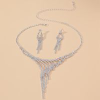 Fashion New Necklace Earrings Set Rhinestone Bridal Jewelry Diamond-embedded Banquet main image 2