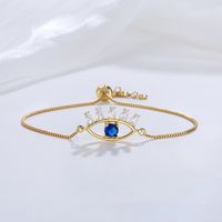Fashion Shining 18k Gold Plating Zircon Inlay Blue Devil's Eye Geometric Female Bracelet main image 1