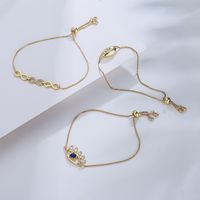 Fashion Shining 18k Gold Plating Zircon Inlay Blue Devil's Eye Geometric Female Bracelet main image 4