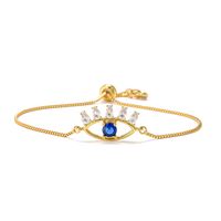 Fashion Shining 18k Gold Plating Zircon Inlay Blue Devil's Eye Geometric Female Bracelet sku image 1