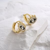 Creativos Cobre Chapado 18k Oro Zirconia Gota Aceite Diablo Ojos Pendientes main image 3