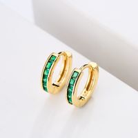 Fashion Simple Copper Plating 18k Gold Micro Inlaid Zircon Geometric O-shaped Earrings main image 1