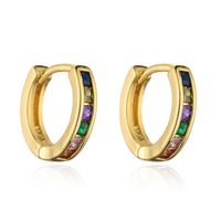 Fashion Simple Copper Plating 18k Gold Micro Inlaid Zircon Geometric O-shaped Earrings sku image 2