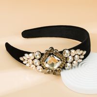 Fashion Baroque Shiny Golden Velvet Cloth Headband Hair Accessories sku image 1