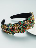 Fashion Baroque Handmade Sewing Color Glass Drill Flower Fabric Art Bridal Rhinestone Headband main image 2