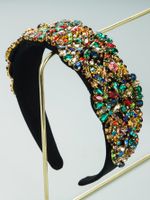 Fashion Baroque Handmade Sewing Color Glass Drill Flower Fabric Art Bridal Rhinestone Headband main image 5