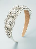 Fashion Baroque Handmade Sewing Color Glass Drill Flower Fabric Art Bridal Rhinestone Headband main image 7