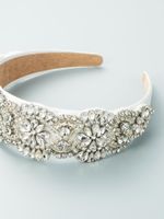 Fashion Baroque Handmade Sewing Color Glass Drill Flower Fabric Art Bridal Rhinestone Headband main image 9