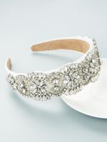 Fashion Baroque Handmade Sewing Color Glass Drill Flower Fabric Art Bridal Rhinestone Headband main image 10
