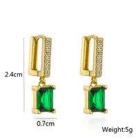 Simple Copper Gold Plated Zircon Geometric Square Pendant Earrings main image 5