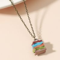 Fashion Ornament Oil Dripping Book Shaped Alloy Necklace main image 1