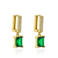 Simple Copper Gold Plated Zircon Geometric Square Pendant Earrings sku image 1