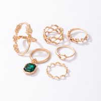 New Ethnic Style Five-pointed Star Emerald Diamond-studded Ring Six-piece Set main image 4