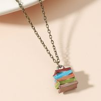 Fashion Ornament Oil Dripping Book Shaped Alloy Necklace sku image 1