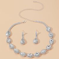 Fashion Water Drop Rhinestone Earrings Necklace Set Dress Banquet Accessories main image 2