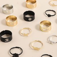 Fashion Creative Geometric Butterfly Snake Frog Hollow Couple Ring Set main image 5