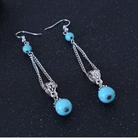 Fashion Bohemian Palace Carved Turquoise Long Resin Earrings Drop main image 2