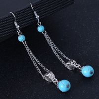 Fashion Bohemian Palace Carved Turquoise Long Resin Earrings Drop main image 3